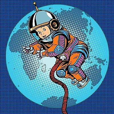 EPS 해외이미지 전신 일러스트 한명 우주 우주비행사 아기 팝아트 카툰스타일 신생아우주복 해외202004 해외일러스트 1 사람 그림 유아복 파일형식 벡터 이미지허브