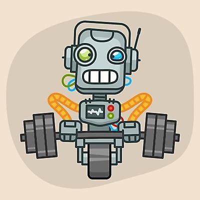 EPS 해외이미지 캐릭터 디자인 스포츠 과학 일러스트 건강 미술 그래픽 전자제품 기계 바퀴 몸무게 만화 보디빌딩 철 가득함 로봇 클립 철사 마스코트 인공 지능 해외202004 해외일러스트 일러캐릭터 문화예술 헬스 파일형식 벡터 이미지허브