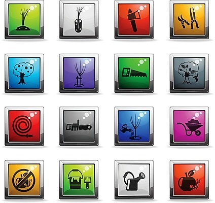 EPS 해외이미지 나무 일러스트 버튼 흙 수레 물뿌리개 붓 벌레 사과 양동이 심볼 물주기 원예 정사각형 라임 도끼 호스 가터벨트 묘목 해외202004 해외일러스트 도형 식물 곤충 과일 모션 취미 카트 벨트 파일형식 벡터 이미지허브