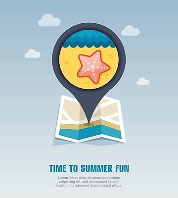 EPS 해외이미지 구름 모래 바다 지도 일러스트 불가사리 해변 사람없음 여름 여름휴가 바캉스 위치 해외202004 해외일러스트 자연요소 계절 휴가 극피동물 파일형식 벡터 여름_계절 이미지허브