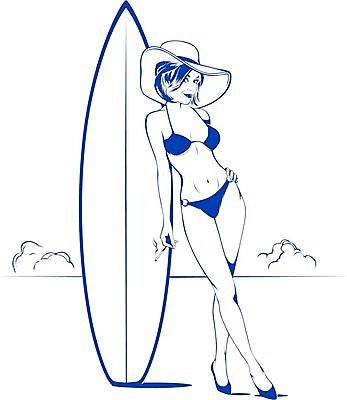 EPS 해외이미지 전신 여자 포즈 일러스트 담배 한명 들기 성인 파란색 비키니 서핑보드 서핑 성인여자한명만 해외202004 해외일러스트 1 수영복 컬러 모션 사람 수상스포츠 보드_스포츠 여자한명만 성인여자만 파일형식 벡터 이미지허브