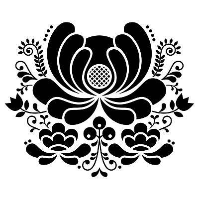 EPS 해외이미지 전통 꽃 패턴 일러스트 흑백 사람없음 화려 폴란드 해외202004 해외일러스트 식물 유럽 컨셉 무늬 촬영기법 파일형식 벡터 이미지허브