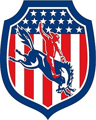 EPS 해외이미지 동물 남자 스포츠 일러스트 그래픽 미국 깃발 카우보이 성조기 승차 복고 방패 조랑말 로데오 라이더 해외202004 해외일러스트 북아메리카 모션 사람 말_동물 국기 파일형식 벡터 이미지허브