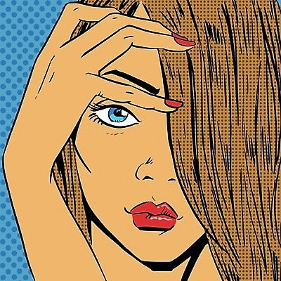 EPS 해외이미지 응시 여자 얼굴 일러스트 한명 손짓 성인 복고 팝아트 카툰스타일 성인여자한명만 해외202004 해외일러스트 1 시선 모션 사람 신체부위 그림 여자한명만 성인여자만 파일형식 벡터 이미지허브