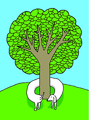 EPS 해외이미지 나무 동물 컨셉 일러스트 포옹 자연 아이디어 초록색 환경 개 보호 만화 환경보전 해외202004 해외일러스트 식물 컬러 포유류 안기 사회이슈 생태계 파일형식 벡터 이미지허브