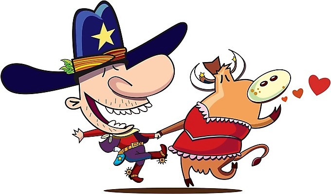 EPS 해외이미지 캐릭터 커플 남자 일러스트 부츠 사랑 미술 미소 그래픽 청바지 춤 소 카우보이 만화 정사각형 법정 해외202004 해외일러스트 일러캐릭터 도형 감정 신발 바지 포유류 관계 문화예술 표정 사람 파일형식 벡터 이미지허브