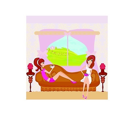 EPS 해외이미지 접시 여자 행복 커피 음료 가구 일러스트 창문 놀이 탁자 휴식 사탕 대화 미소 사람 풍경 내부 컵 소파 유행 식당 바 우아함 크림 샹들리에 소문 전용 해외202004 해외일러스트 식기 감정 생활용품 컨셉 의자 디저트 조명 표정 말하기 상점 파일형식 벡터 이미지허브