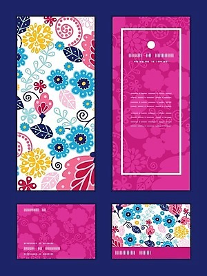 EPS 해외이미지 디자인 배너 꽃 분홍색 꽃무늬 패턴 일러스트 프레임 사람없음 파란색 세트 해외202004 해외일러스트 식물 컬러 무늬 파일형식 벡터 이미지허브