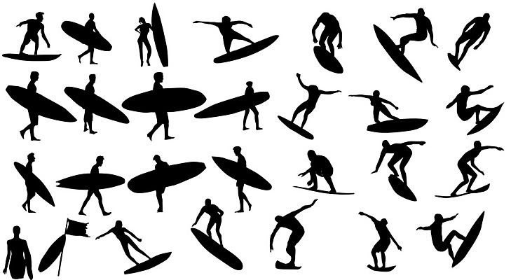 EPS 해외이미지 전신 실루엣 포즈 일러스트 모션 사람 여러명 성인 세트 서핑보드 서핑 역동적 서퍼 성인만 해외202004 해외일러스트 다수 컨셉 운동선수 촬영기법 수상스포츠 보드_스포츠 파일형식 벡터 이미지허브