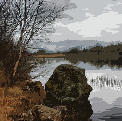 EPS 해외이미지 구름 호수 겨울 일러스트 하늘 웨일즈 물 얼음 어둠 회색 추위 무거움 스노도니아 해외202004 해외일러스트 자연요소 계절 컬러 영국 무게 파일형식 벡터 이미지허브