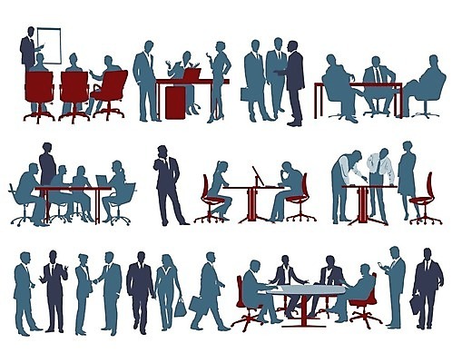 EPS 해외이미지 실루엣 백그라운드 일러스트 회사 비즈니스 회의 사람 앉기 사무실 비즈니스우먼 토론 브레인스토밍 해외202004 해외일러스트 여자 모션 촬영기법 직장인 파일형식 벡터 이미지허브
