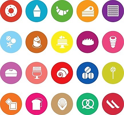 EPS 해외이미지 음식 빵 조각 일러스트 사탕 세트 픽토그램 파티 케이크 초콜릿 카페 빵집 플랫 도넛 컵케이크 심볼 사인 반죽 머핀 푸딩 마카롱 마시멜로우 타르트 페스츄리 브레첼 해외202004 해외일러스트 디저트 이벤트 상점 파이_빵 파일형식 벡터 이미지허브