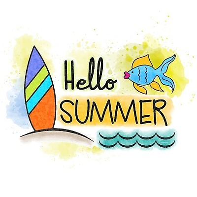 EPS 해외이미지 파도 여행 일러스트 휴가 수채화 어류 사람없음 서핑보드 서핑 손그림 해외202004 해외일러스트 바다 수중동물 수상스포츠 보드_스포츠 파일형식 벡터 이미지허브