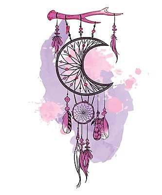 EPS 해외이미지 전통 일러스트 사람없음 장식 꿈 달 자주색 구슬 깃털 부적 드림캐쳐 해외202004 해외일러스트 자연요소 컬러 파일형식 벡터 이미지허브