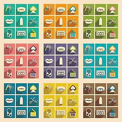 EPS 해외이미지 일러스트 사람없음 컬러풀 하트 수갑 입술 염색체 목줄 비디오테이프 성인비디오 채찍 콘돔 해외202004 해외일러스트 모양 컬러 신체부위 생명공학 비디오 피임기구 파일형식 벡터 반려용품 이미지허브