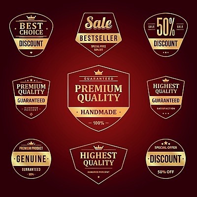 EPS 해외이미지 스티커 일러스트 사람없음 빨간색 세트 라벨 금색 빈티지 해외202004 해외일러스트 컬러 컨셉 프레임 파일형식 벡터 이미지허브