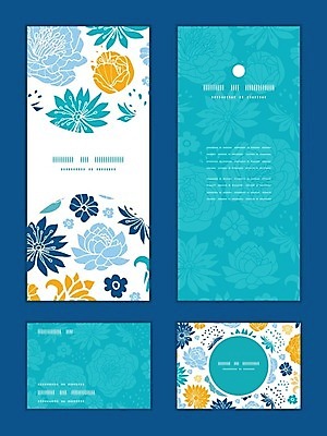 EPS 해외이미지 디자인 배너 꽃 꽃무늬 패턴 일러스트 프레임 사람없음 파란색 세트 해외202004 해외일러스트 식물 컬러 무늬 파일형식 벡터 이미지허브