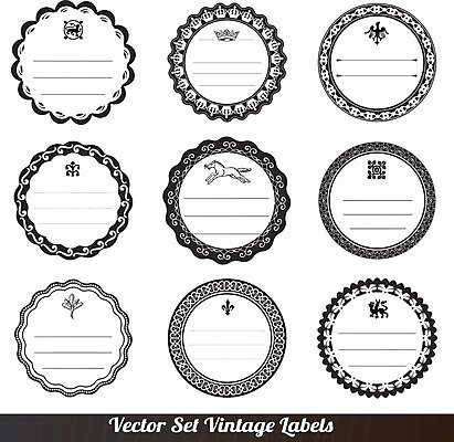 EPS 해외이미지 일러스트 왕관 프레임 사람없음 세트 라벨 말_동물 빈티지 원형 클래식 고급 심볼 해외202004 해외일러스트 도형 컨셉 포유류 파일형식 벡터 이미지허브