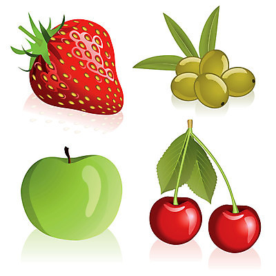 EPS 해외이미지 클립아트 음식 잎 과일 일러스트 재료 딸기 빨간색 초록색 세트 흰색 체리 사과 수집 올리브 광택 레시피 해외202004 해외일러스트 식물 열매 컬러 파일형식 벡터 이미지허브