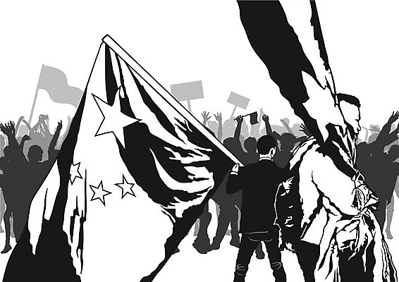 EPS 해외이미지 클립아트 실루엣 일러스트 흑백 사람 중국 방 깃발 그룹 군중 그림 윤곽 법 반대 의견 덩어리 스트라이크 정치 항의 해외202004 해외일러스트 아시아 촬영기법 파일형식 벡터 나라 이미지허브