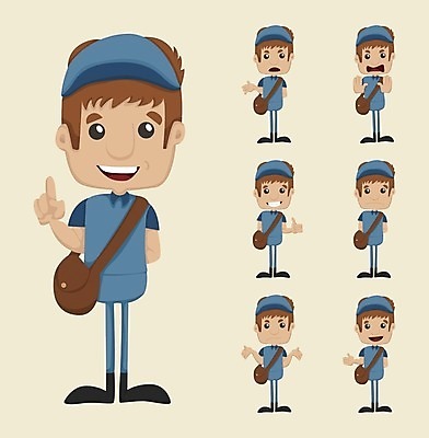 EPS 해외이미지 직업 캐릭터 디자인 남자 행복 감정 포즈 유니폼 가방 일러스트 비즈니스 통신 성공 노동자 봉투 아이디어 서기 미소 사람 성인 세트 인포그래픽 엄지손가락 자신감 만화 편지 우체부 서비스 사인 경영자 전송 경영 고립 마스코트 캐리커처 캡모자 많음 해외202004 해외일러스트 일러캐릭터 모자_잡화 잡화 옷 컨셉 손가락 모션 표정 그림 리더 파일형식 벡터 이미지허브
