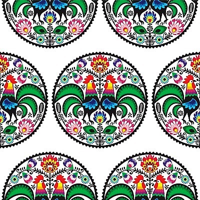 EPS 해외이미지 전통 꽃 패턴 일러스트 사람없음 컬러풀 화려 폴란드 해외202004 해외일러스트 식물 유럽 컬러 컨셉 무늬 파일형식 벡터 이미지허브