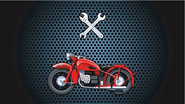 EPS 해외이미지 일러스트 열쇠 빨간색 자전거 기계 오토바이 스패너 클래식 만화 그림 해외202004 해외일러스트 컬러 컨셉 바이크 공구 파일형식 벡터 이미지허브