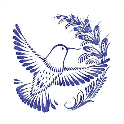 EPS 해외이미지 디자인 꽃 백그라운드 잎 일러스트 조류 수채화 미술 사람없음 파란색 자유 원형 벌새 해외202004 해외일러스트 도형 식물 동물 컬러 컨셉 문화예술 파일형식 벡터 이미지허브