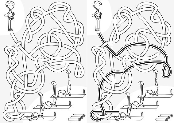 EPS 해외이미지 교육 길 어린이 스포츠 일러스트 요가 소녀 소년 운동 검은색 게임 흰색 퍼즐 만화 그림 미로 해결 구성 쉬운 해외202004 해외일러스트 웰빙 여자 남자 컬러 놀이 건강 사람 파일형식 벡터 이미지허브