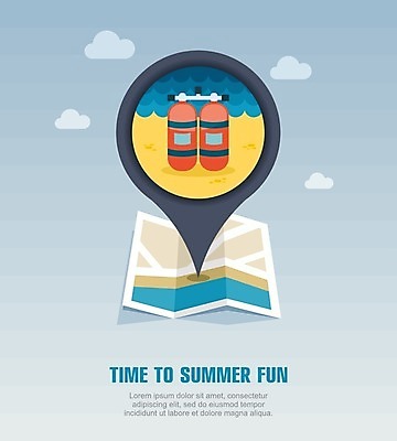 EPS 해외이미지 구름 바다 지도 일러스트 사람없음 여름 여름휴가 바캉스 다이빙 위치 산소통 산소 잠수용품 해외202004 해외일러스트 자연요소 계절 휴가 통 수영 원소 레포츠용품 수중스포츠 파일형식 벡터 여름_계절 이미지허브