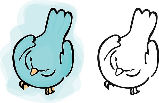 EPS 해외이미지 일러스트 조류 수채화 파란색 검은색 만화 윤곽 우표 해외202004 해외일러스트 동물 컬러 파일형식 벡터 이미지허브