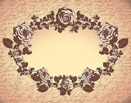 EPS 해외이미지 잎 일러스트 프레임 사람없음 장미 빈티지 클래식 고급 베이지색 해외202004 해외일러스트 식물 꽃 컬러 컨셉 파일형식 벡터 이미지허브