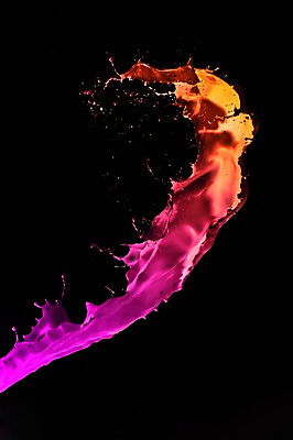 포토 JPG 스튜디오촬영 컬러 백그라운드 컨셉 실내 순간포착 사람없음 보라색 주황색 페인트 액체 떨어짐 혼합 액체표현 국내포토 촬영기법 내부 파일형식