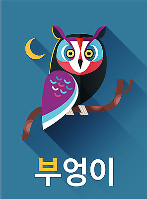 동물 교육 백그라운드 일러스트 한글 사람없음 단어 귀여움 부엉이 낱말카드 교육자료 국내일러스트 AI파일 카드프레임 문자 컨셉 조류 프레임 자료 교구 파일형식 벡터