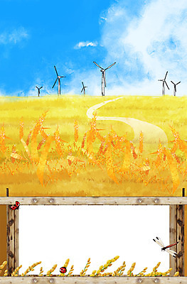 PSD 편집 편집이미지 계절 프레임 풍경 초원 사람없음 가을 풍력발전소 벼이삭 이미지편집 발전소 풍력에너지 이삭 파일형식