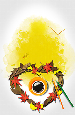 PSD 편집 편집이미지 계절 커피 단풍 나뭇잎 색연필 프레임 풍경 사람없음 가을 하트 이미지편집 모양 음료 잎 학용품 파일형식