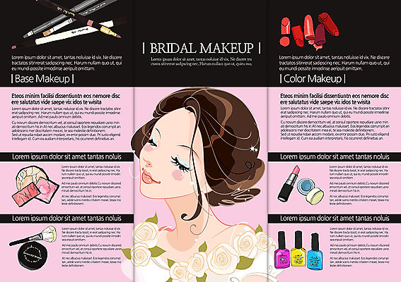 PSD 템플릿 편집 우먼라이프 표지디자인 북디자인 여자 내지 리플렛 백그라운드 북커버 3단접지 한명 사람 팜플렛 상반신 성인 화장 뷰티 연필 화장품 립스틱 붓 매니큐어 아이섀도 여자만 여자한명만 성인여자만 성인만 이미지템플릿 1 라이프스타일 학용품 필기구 파일형식