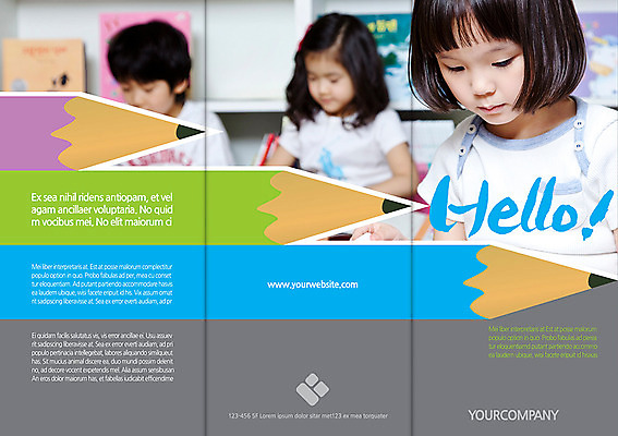 템플릿 편집 표지디자인 북디자인 여자 어린이교육 교육 표지 남자 어린이 리플렛 백그라운드 북커버 3단접지 사람 동양인 소녀 소년 팜플렛 상반신 세명 연필 한국인 HELLO 어린이만 이미지템플릿 AI파일 학용품 인종 필기구 인사 파일형식 벡터