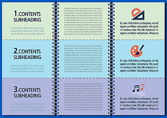 템플릿 편집 표지디자인 북디자인 교육 내지 리플렛 백그라운드 북커버 음표 3단접지 자 팜플렛 사람없음 공책 붓 팔레트 스프링노트 삼각자 각도기 이미지템플릿 AI파일 기호 음악 문구용품 파일형식 벡터