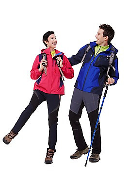 포토 JPG 스튜디오촬영 전신 서양인 외국인 백인 해외기획촬영 커플 여자 남자 2013년태국 배낭 모션 지팡이 실내 아웃도어 서기 웃음 사람 성인 두명 30대 마주보기 트래킹 막대기 장년만 성인만 국내포토 가방 관계 레저 표정 인종 내부 장년 파일형식