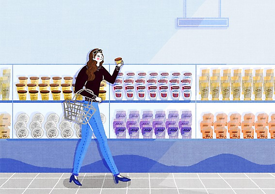 전신 PSD 여자 일러스트 한명 사람 성인 쇼핑 선글라스 바구니 걷기 싱글 마트 여자만 여자한명만 성인여자만 성인만 국내일러스트 1 안경 모션 상점 파일형식