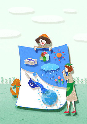 전신 PSD 꽃 딸 종이 지구 일러스트 엄마 미소 상반신 두명 물 태양 화목 재활용 비 개 환경보전 에코 친환경 그린슈머 국내일러스트 자연요소 식물 컨셉 포유류 가족 날씨 표정 사람 환경 사회이슈 파일형식