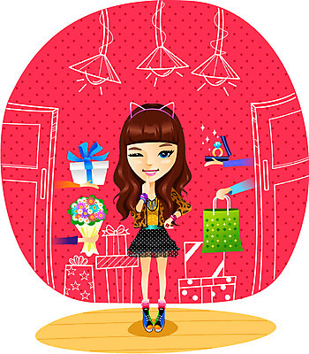 전신 여자 패션 프로포즈 일러스트 선물 윙크 한명 서기 사람 성인 쇼핑 활발 자신감 여자만 여자한명만 성인여자만 성인만 국내일러스트 AI파일 1 감정 컨셉 모션 표정 파일형식 벡터