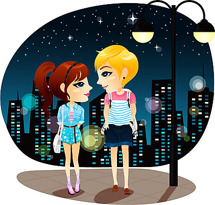 전신 여자 남자 별 야경 가로등 데이트 일러스트 밤하늘 사람 성인 야외 두명 마주보기 활발 도시 자신감 성인만 국내일러스트 AI파일 자연요소 공공시설 감정 컨셉 모션 하늘 야간 파일형식 벡터 풍경_경치