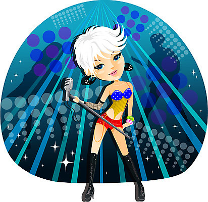 전신 여자 일러스트 노래 조명 한명 서기 사람 성인 섹시 활발 공연 백발 자신감 밴드 마이크 클럽 보컬 여자만 여자한명만 성인여자만 성인만 국내일러스트 AI파일 1 헤어스타일 감정 음악 음향기기 컨셉 모션 이벤트 파일형식 벡터