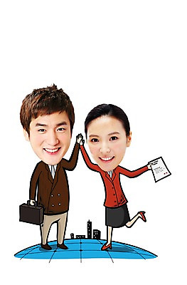 전신 PSD 편집이미지 캐릭터 여자 남자 서류가방 비즈니스 포토일러 미소 들기 사람 성인 두명 앞모습 한국인 비즈니스맨 비즈니스우먼 문서 인물미니어처 하이파이브 광고편집 SD캐릭터 성인만 이미지편집 뷰포인트 가방 모션 표정 동양인 손짓 미니어처 직장인 파일형식