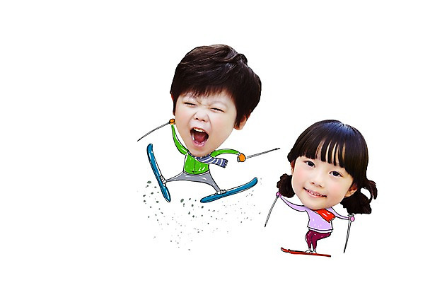 PSD 편집 편집이미지 캐릭터 계절 여자 남자 어린이 겨울 포토일러 스키 미소 사람 동양인 소녀 소년 두명 한국인 승차 합성 인물미니어처 광고편집 SD캐릭터 어린이만 이미지편집 모션 겨울스포츠 표정 인종 미니어처 파일형식