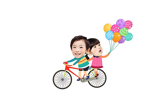 전신 PSD 편집이미지 캐릭터 여자 남자 어린이 포토일러 미소 들기 사람 소녀 소년 두명 자전거 승차 합성 인물미니어처 풍선 광고편집 SD캐릭터 어린이만 이미지편집 모션 표정 바이크 미니어처 파일형식