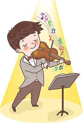 어린이교육 교육 남자 어린이 음악 연주 일러스트 한명 사람 보면대 바이올린 남자만 남자한명만 어린이만 소년만 소년한명만 국내일러스트 AI파일 1 현악기 문화예술 파일형식 벡터