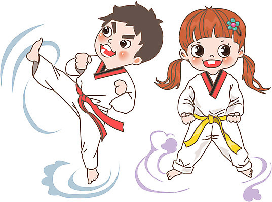 여자 어린이교육 교육 남자 어린이 일러스트 도복 사람 두명 킥 태권도 어린이만 국내일러스트 AI파일 옷 모션 격투기 파일형식 벡터